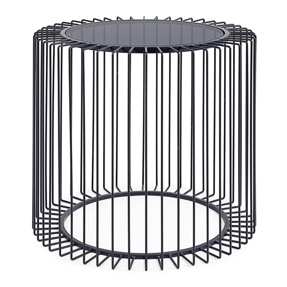 Tavolino Tondo da Salotto in Acciaio Verniciato e Vetro Temperato - Apuleio Viadurini