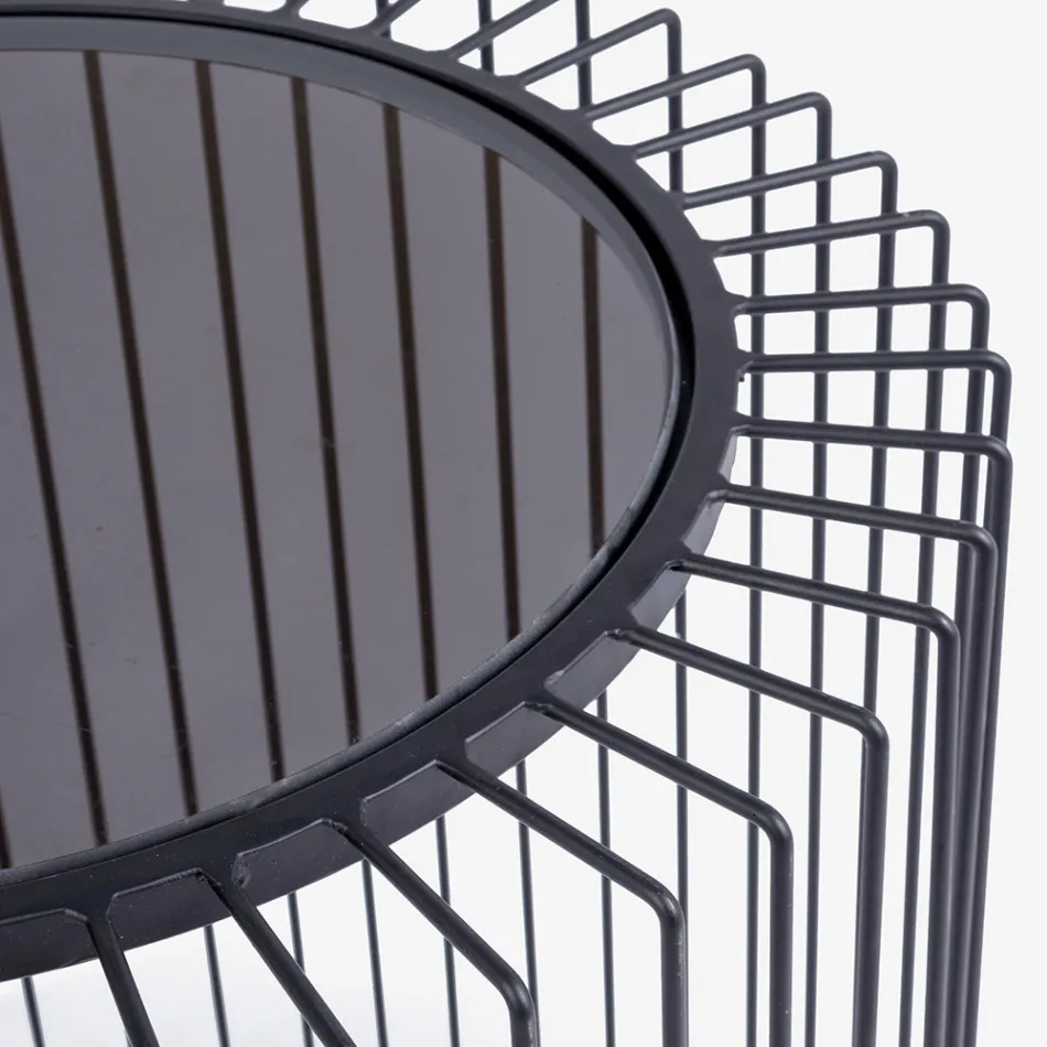 Tavolino Tondo da Salotto in Acciaio Verniciato e Vetro Temperato - Apuleio Viadurini