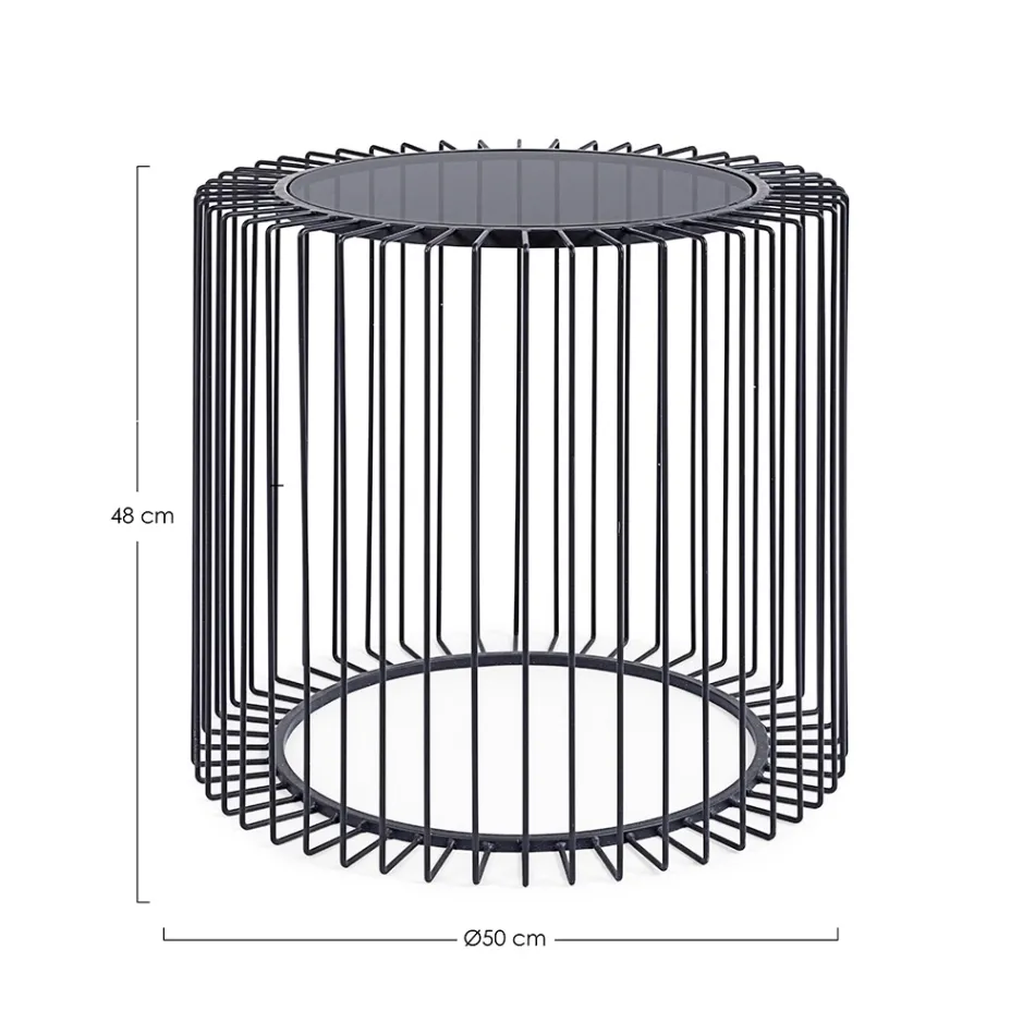 Tavolino Tondo da Salotto in Acciaio Verniciato e Vetro Temperato - Apuleio Viadurini