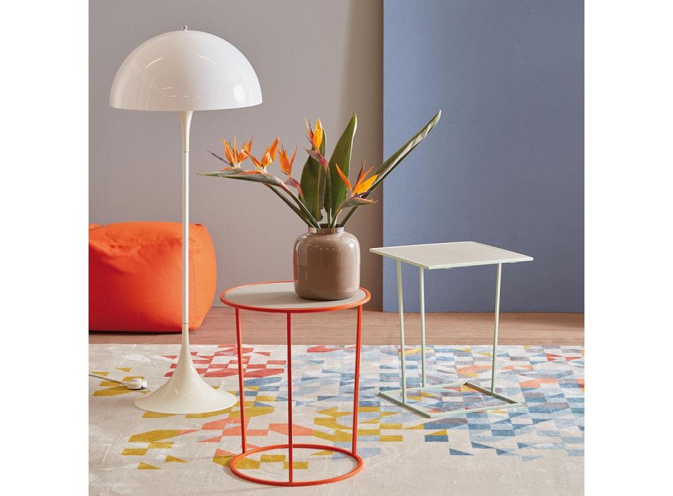 Tavolino Tondo da Salotto Moderno in Metallo Colorato Made in Italy - Raphael Viadurini