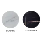 Tavolino Tondo da Soggiorno in Metallo e Vetro Effetto Marmo di Lusso - Magali Viadurini