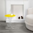 Tavolino tondo giallo diametro 50cm design moderno Janis,made in Italy Viadurini
