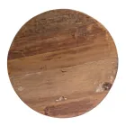 Tavolino Tondo in Legno e Acciaio Riciclati Bianco o Grigio - Genoveffa Viadurini