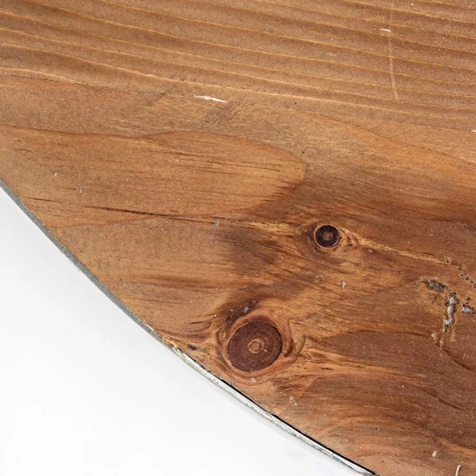 Tavolino Tondo in Legno e Acciaio Riciclati Bianco o Grigio - Genoveffa Viadurini