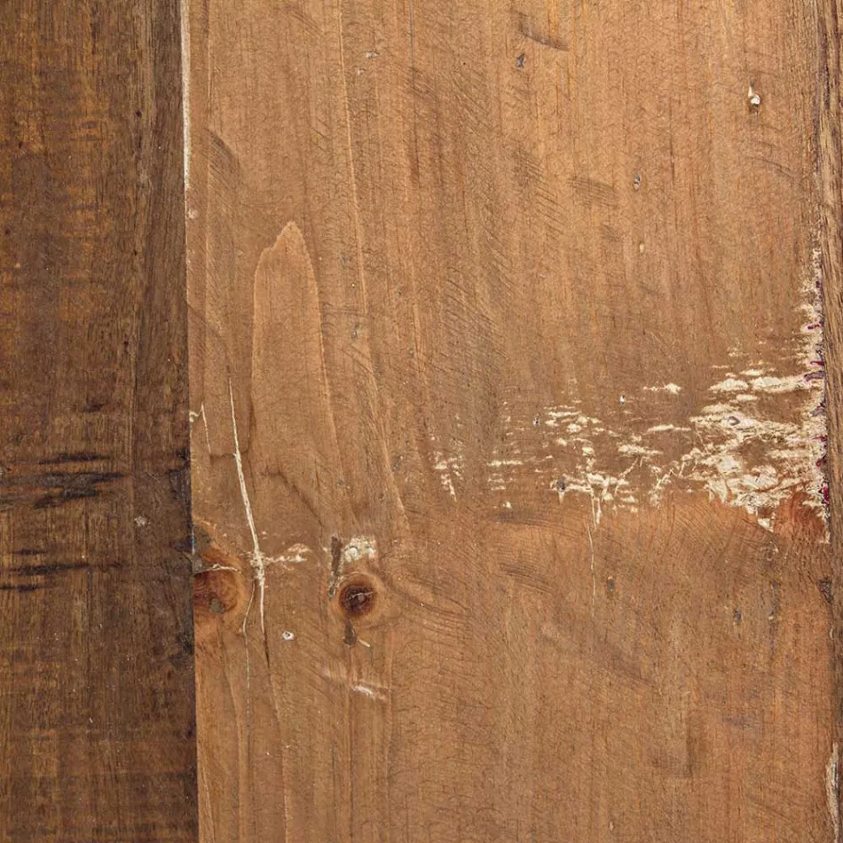 Tavolino Tondo in Legno e Acciaio Riciclati Bianco o Grigio - Genoveffa Viadurini