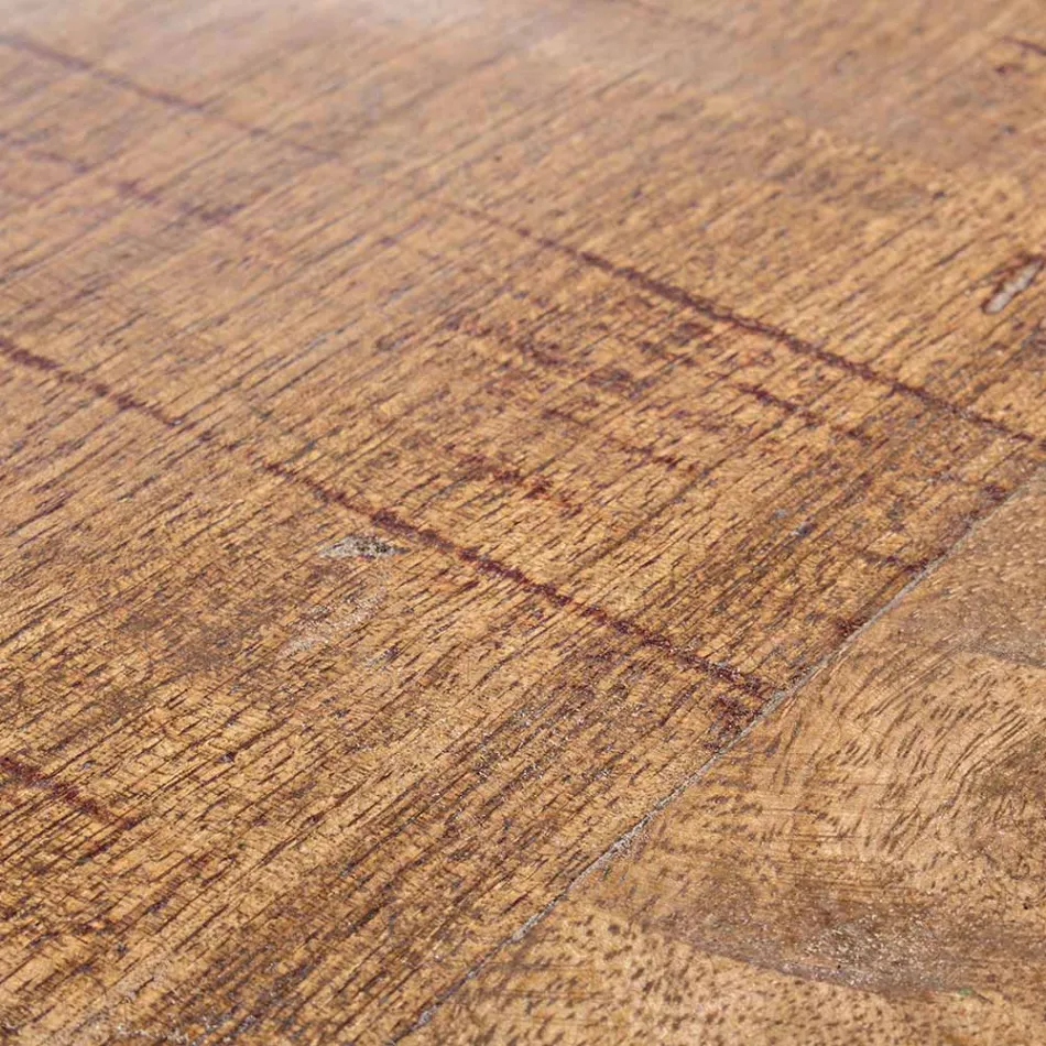 Tavolino Tondo in Legno e Acciaio Riciclati Bianco o Grigio - Genoveffa Viadurini