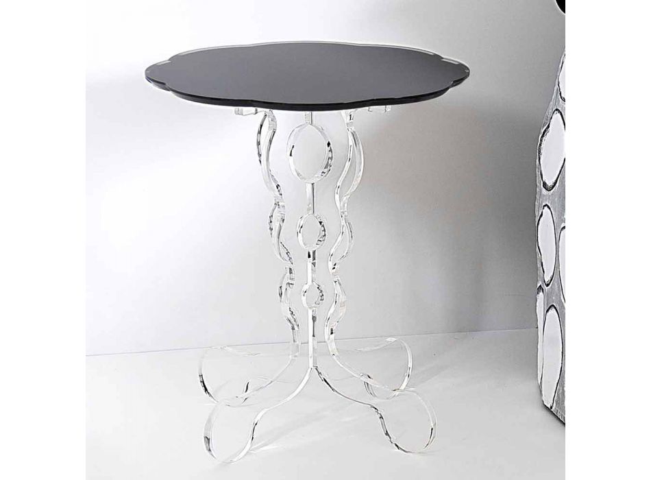Tavolino tondo nero diametro 36 cm design moderno Janis, made in Italy Viadurini