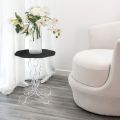 Tavolino tondo nero diametro 36 cm design moderno Janis, made in Italy