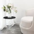 Tavolino tondo nero diametro 50 cm design moderno Janis, made in Italy Viadurini