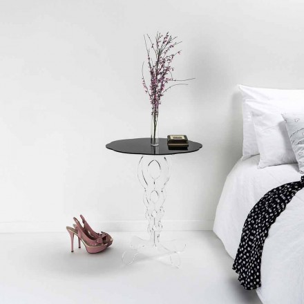 Tavolino tondo nero diametro 50 cm design moderno Janis, made in Italy Viadurini