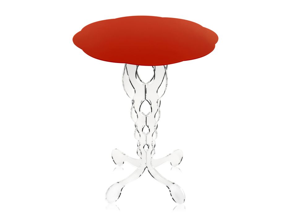Tavolino tondo rosso diametro 50 cm design moderno Janis,made in Italy Viadurini