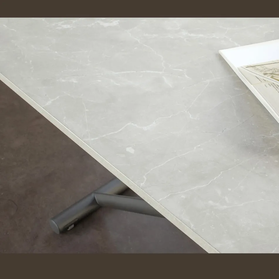 Tavolino Trasformabile con Altezza Regolabile fino a 82 cm Made in Italy - Rotella Viadurini