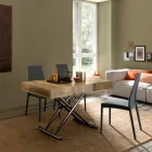 Tavolino Trasformabile di Design in Legno e Metallo Nero Made in Italy - Niverio Viadurini