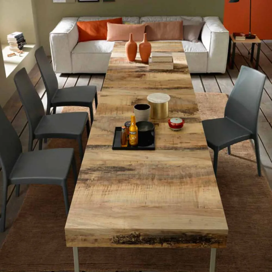 Tavolino Trasformabile di Design in Legno e Metallo Nero Made in Italy - Niverio Viadurini