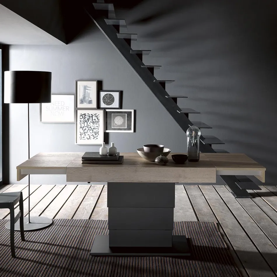 Tavolino Trasformabile in Tavolo da Pranzo in Legno Made in Italy - Polar Viadurini