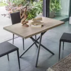 Tavolino Trasformabile in Tavolo da Pranzo Piano in Legno e Base Metallo - Pesco Viadurini