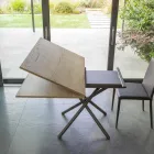 Tavolino Trasformabile in Tavolo da Pranzo Piano in Legno e Base Metallo - Pesco Viadurini