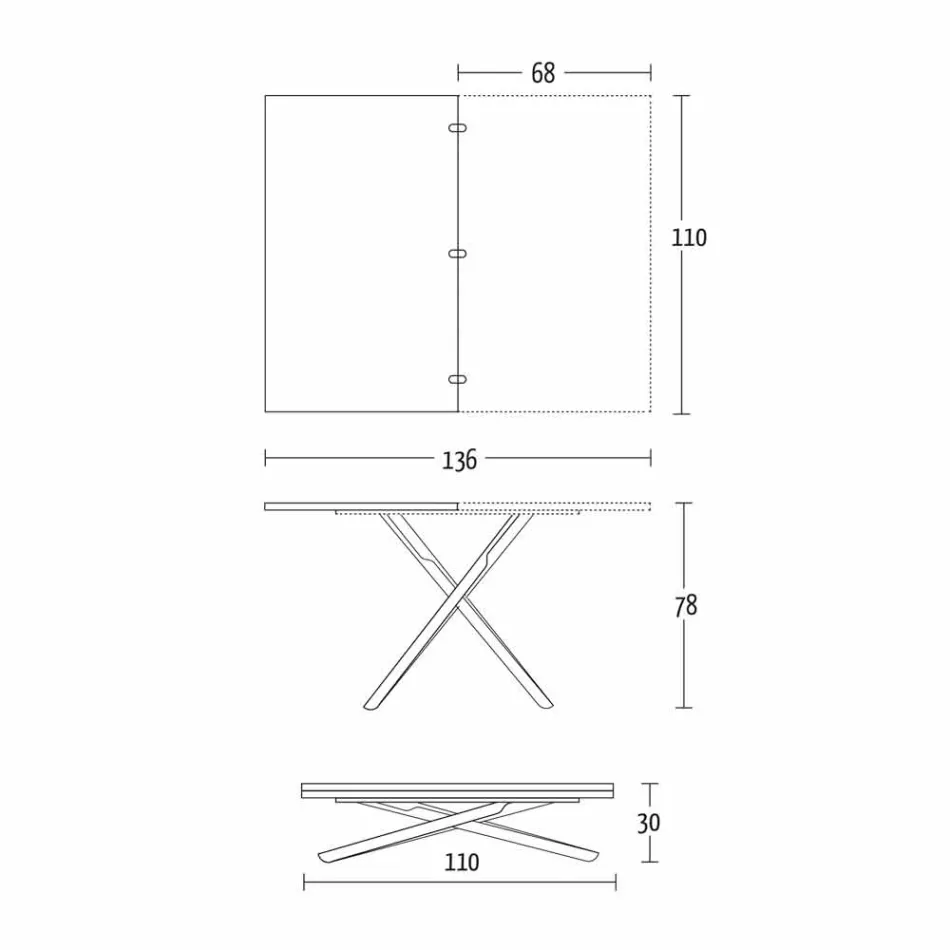 Tavolino Trasformabile in Tavolo da Pranzo Piano in Legno e Base Metallo - Pesco Viadurini