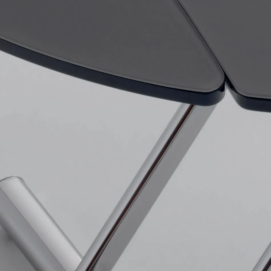 Tavolino Trasformabile in Tavolo da Pranzo Tondo Metallo e Vetro - Giordana Viadurini