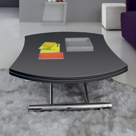 Tavolino Trasformabile in Tavolo da Pranzo Tondo Metallo e Vetro - Giordana Viadurini