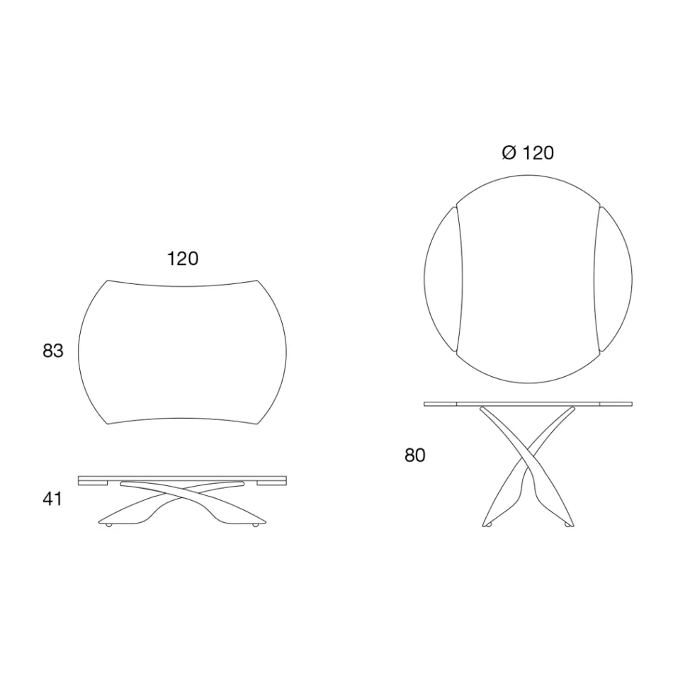 Tavolino Trasformabile in Tavolo da Salotto in Metallo e Vetro - Giordano Viadurini