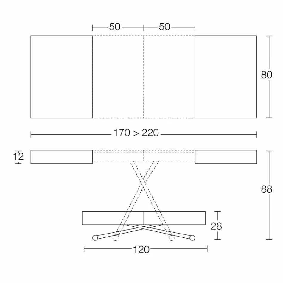 Tavolino Trasformabile Moderno con Piano Effetto Malta Made in Italy - Patroclo Viadurini