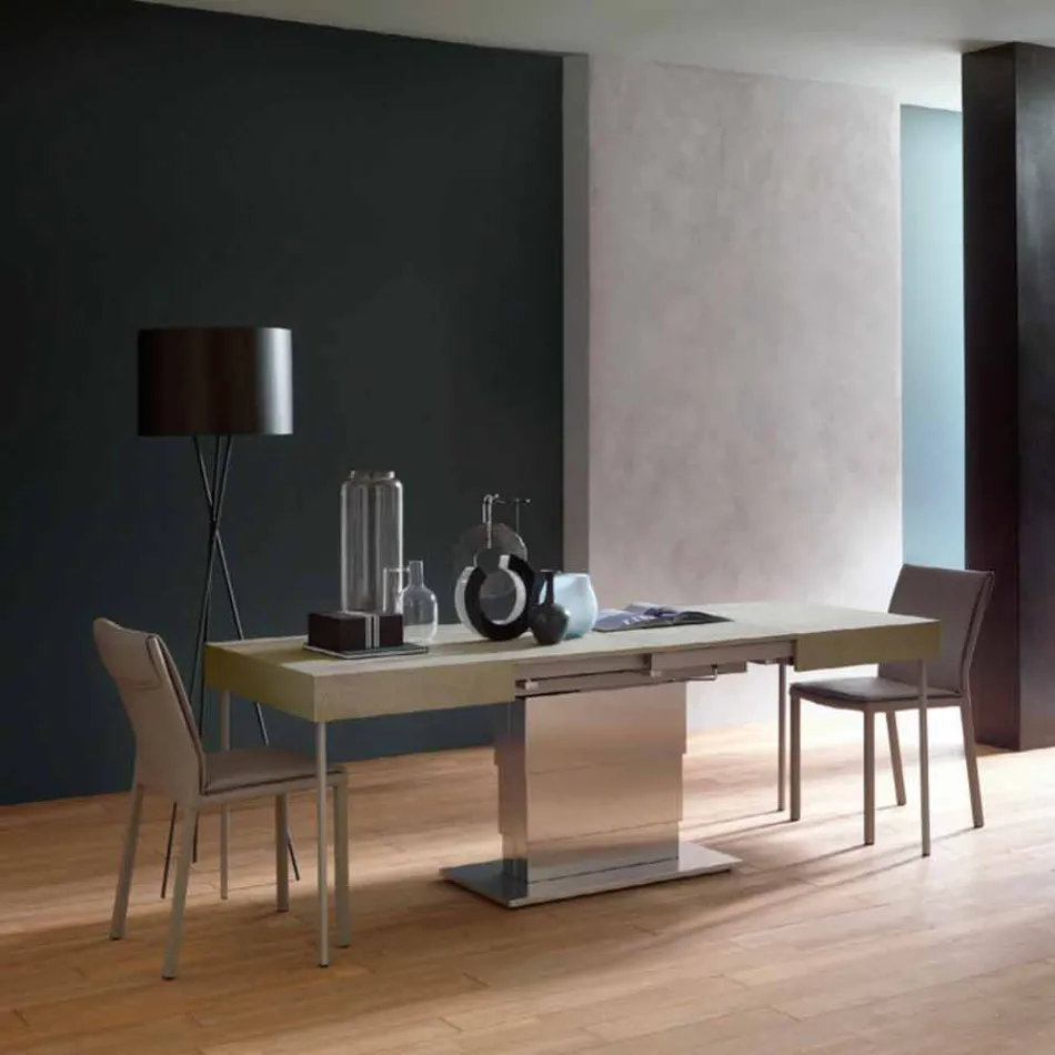 Tavolino Trasformabile Moderno con Piano Effetto Malta Made in Italy - Salomon Viadurini