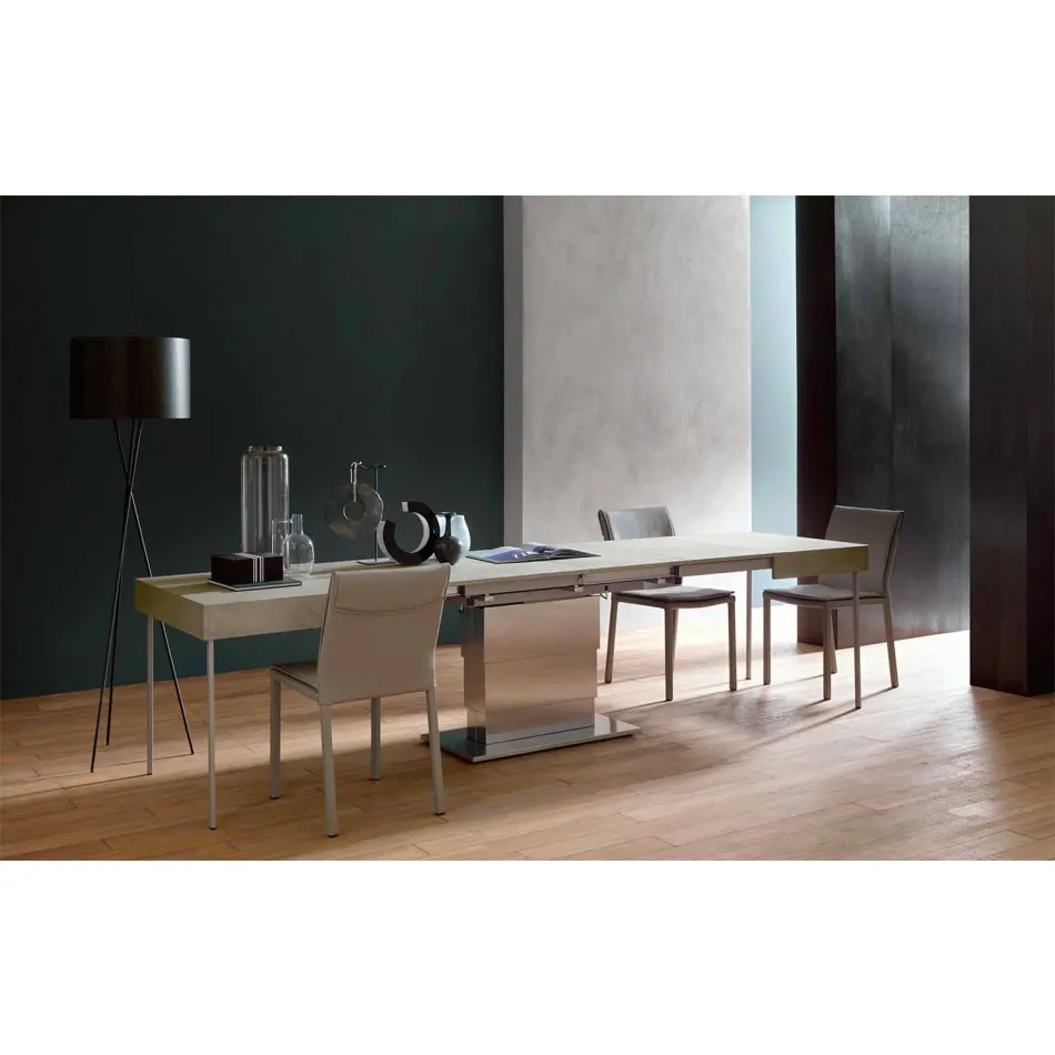 Tavolino Trasformabile Moderno con Piano Effetto Malta Made in Italy - Salomon Viadurini