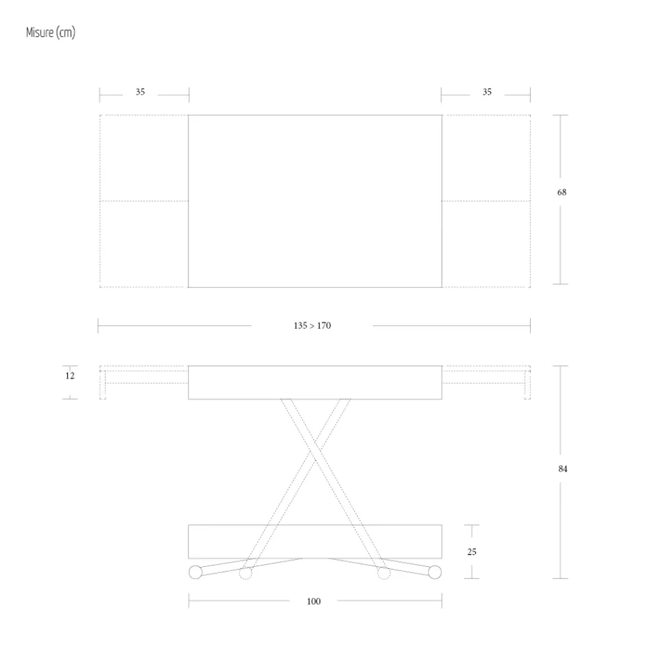 Tavolino Trasformabile Moderno in Metallo e Legno Made in Italy - Universe Viadurini