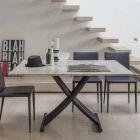 Tavolino Trasformabile Moderno Metallo Grafite e Piano in Legno - Sistocle Viadurini