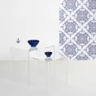 Tavolino trasparente design moderno 50x50cm Terry Big, made in Italy Viadurini