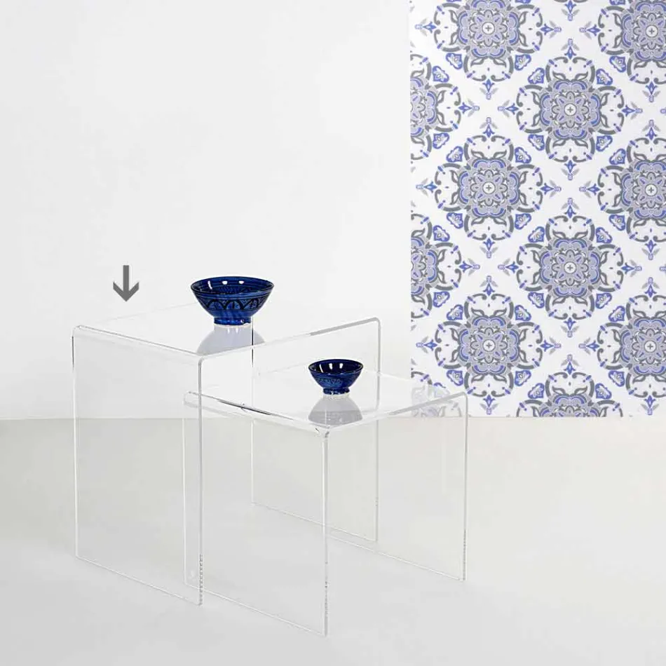 Tavolino trasparente design moderno 50x50cm Terry Big, made in Italy Viadurini