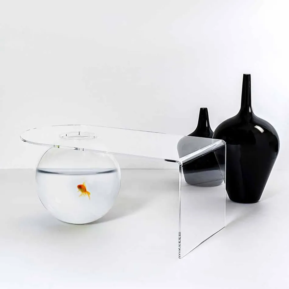 Tavolino trasparente design moderno L90xH40xP48 cm Bolly,made in Italy Viadurini