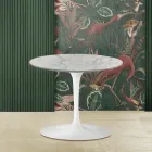 Tavolino Tulip Eero Saarinen H 39 con Piano in Marmo di Carrara Statuarietto Viadurini