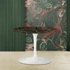Tavolino Tulip Eero Saarinen H 39 con Piano Ovale in Marmo Emperador Dark Viadurini