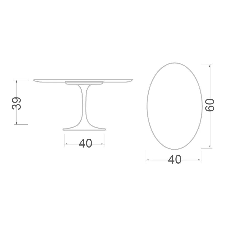 Tavolino Tulip Eero Saarinen H 39 con Piano Ovale in Marmo Emperador Dark Viadurini