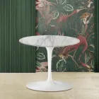Tavolino Tulip Eero Saarinen H 39 con Piano Rotondo in Marmo Arabescato  Viadurini