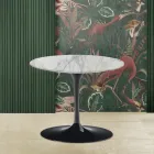 Tavolino Tulip Eero Saarinen H 39 con Piano Rotondo in Marmo Arabescato  Viadurini