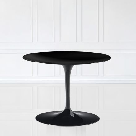 Tavolino Tulip Eero Saarinen H 39 Ovale in Laminato Liquido Nero Made in Italy - Scarlet Viadurini
