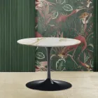 Tavolino Tulip Eero Saarinen H 39 Ovale in Marmo Caracatta Oro Realizzato in Italia Viadurini