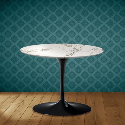 Tavolino Tulip Eero Saarinen H 41 in Ceramica Aura 22 Made in Italy - Scarlet Viadurini