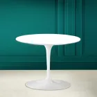 Tavolino Tulip Eero Saarinen H 41 in Ceramica Bianco Assoluto Made in Italy - Scarlet Viadurini