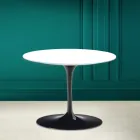 Tavolino Tulip Eero Saarinen H 41 in Ceramica Bianco Assoluto Made in Italy - Scarlet Viadurini