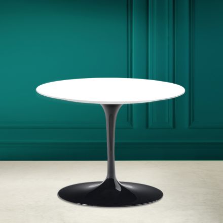 Tavolino Tulip Eero Saarinen H 41 in Ceramica Bianco Assoluto Made in Italy - Scarlet Viadurini