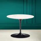 Tavolino Tulip Eero Saarinen H 41 in Ceramica Diamond Cream Made in Italy - Scarlet Viadurini
