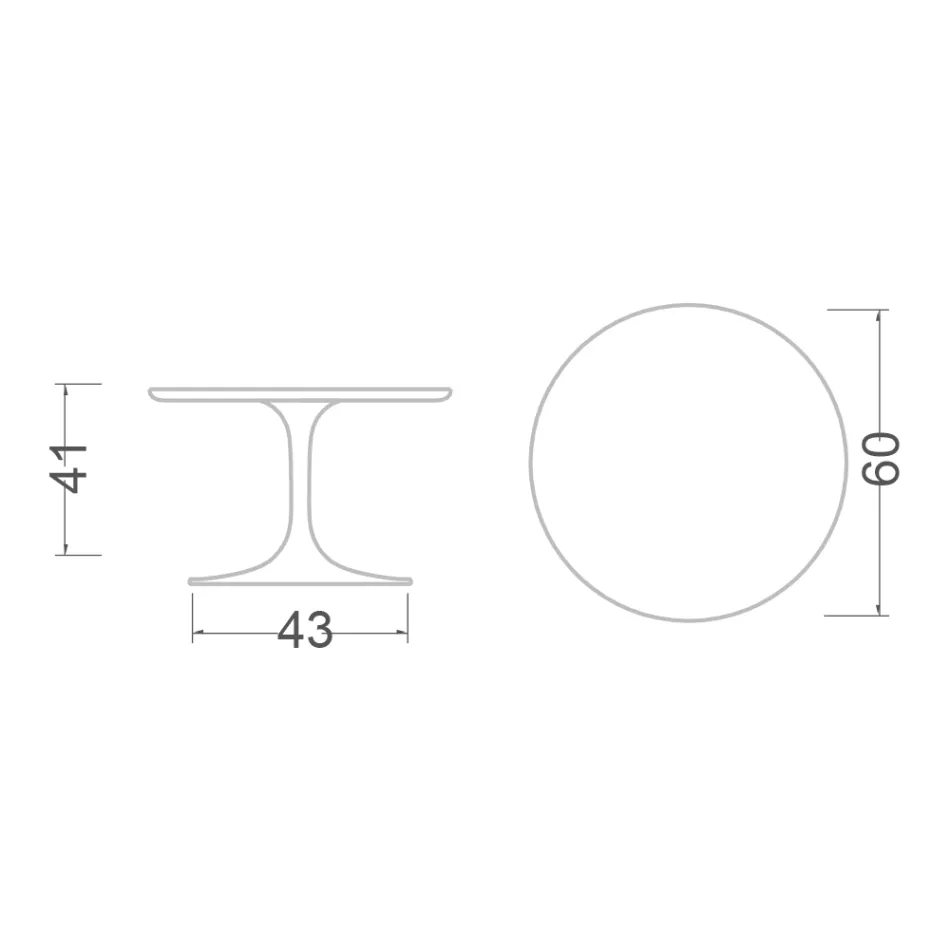 Tavolino Tulip Eero Saarinen H 41 in Ceramica Domoos Made in Italy - Scarlet Viadurini