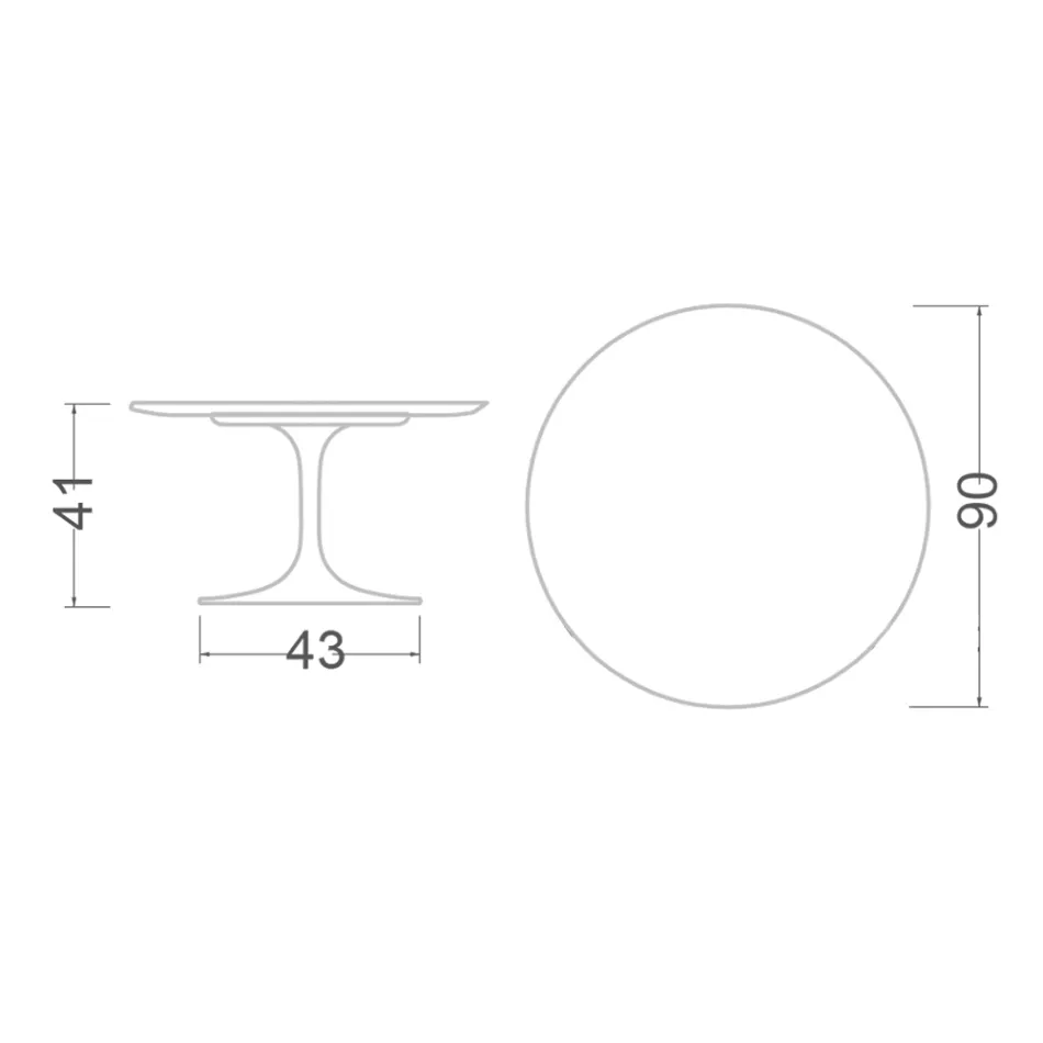 Tavolino Tulip Eero Saarinen H 41 in Ceramica Invisible Select Made in Italy - Scarlet Viadurini
