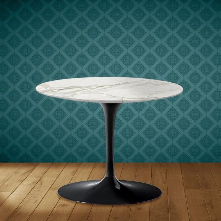 Tavolino Tulip Eero Saarinen H 41 in Ceramica Lucid Made in Italy - Scarlet Viadurini