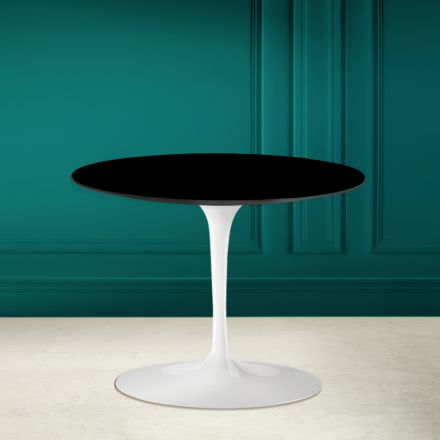 Tavolino Tulip Eero Saarinen H 41 in Ceramica Nero Assoluto Made in Italy - Scarlet Viadurini