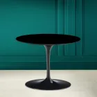 Tavolino Tulip Eero Saarinen H 41 in Ceramica Nero Assoluto Made in Italy - Scarlet Viadurini